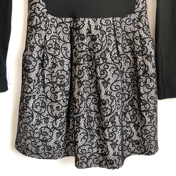 Aritzia Wilfred Black Gray Lace Fit & Flare Long Sleeve Dress Size 2 - Picture 2 of 11